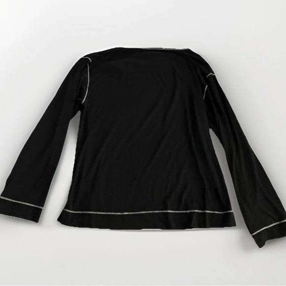 Cat Long Sleeve Black Shirt Lightweight Feline Bold Print Soft Loungewear - Picture 2 of 5